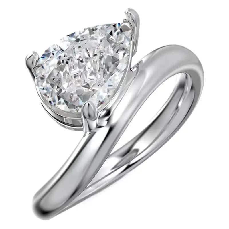 Anello in Argento Sterling S925 a Forma di Goccia d'Acqua con Moissanite da 1,5 Carati, Anello di Lusso Leggero e di Alta Moda per Donne