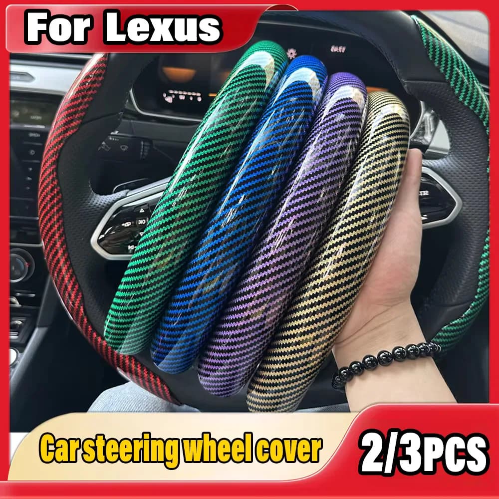 Universal car cover 2/3 pieces 38 cm steering wheel round car accessories carbon fiber laser smooth