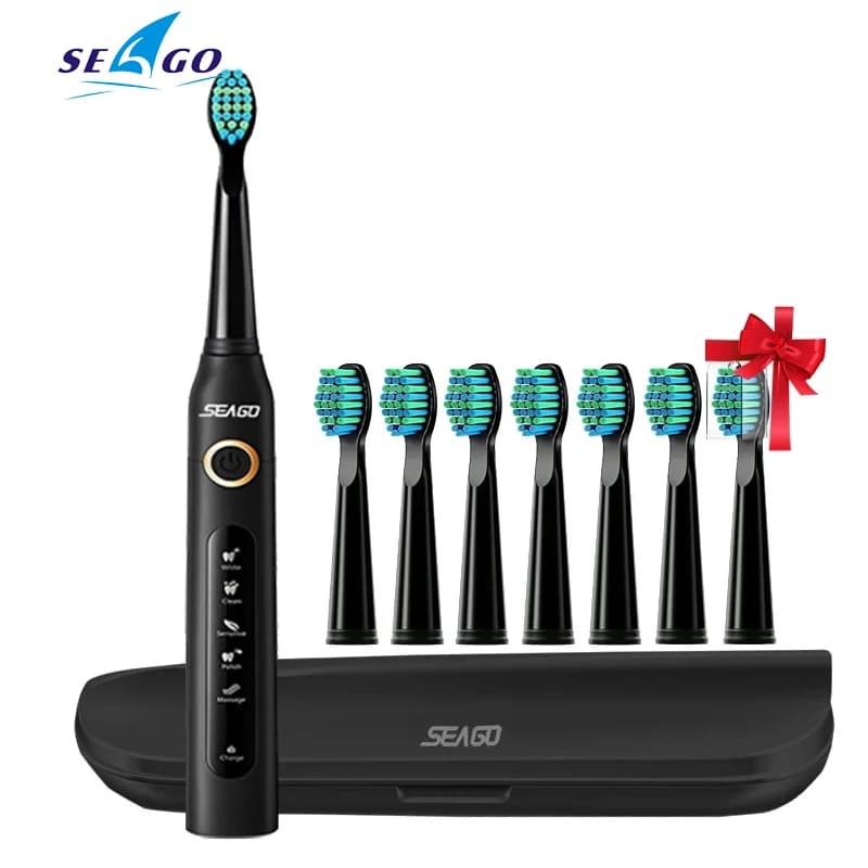 Seago Sonic Electric Toothbrush 507 Rechargeable USB for Adults Waterproof Timer Electronic Brushes Replacement heads for gift