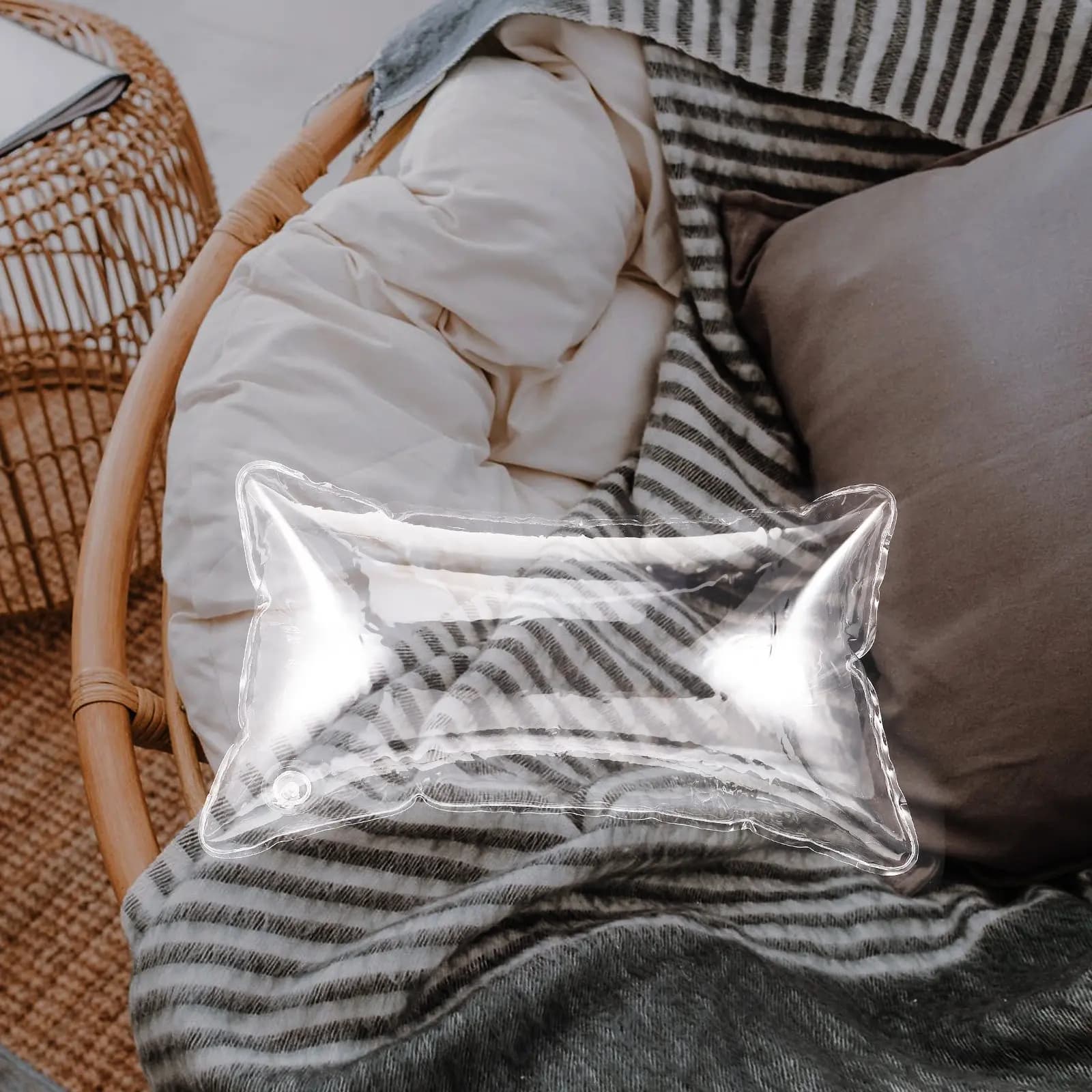 Cuscino Gonfiabile 30x50cm con Inserti Trasparenti, Impermeabile, per Campeggio, Altezza Regolabile, Cuscini da Viaggio per Esterni, Cuscini Decorativi per Divano