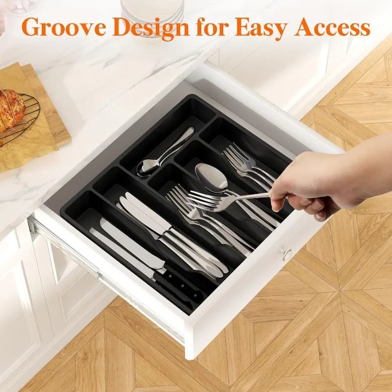 Kitchen Chopsticks Storage Box, Knife and Fork Storage, Finishing Box, Extended Tape, Divided Tableware StorageBox