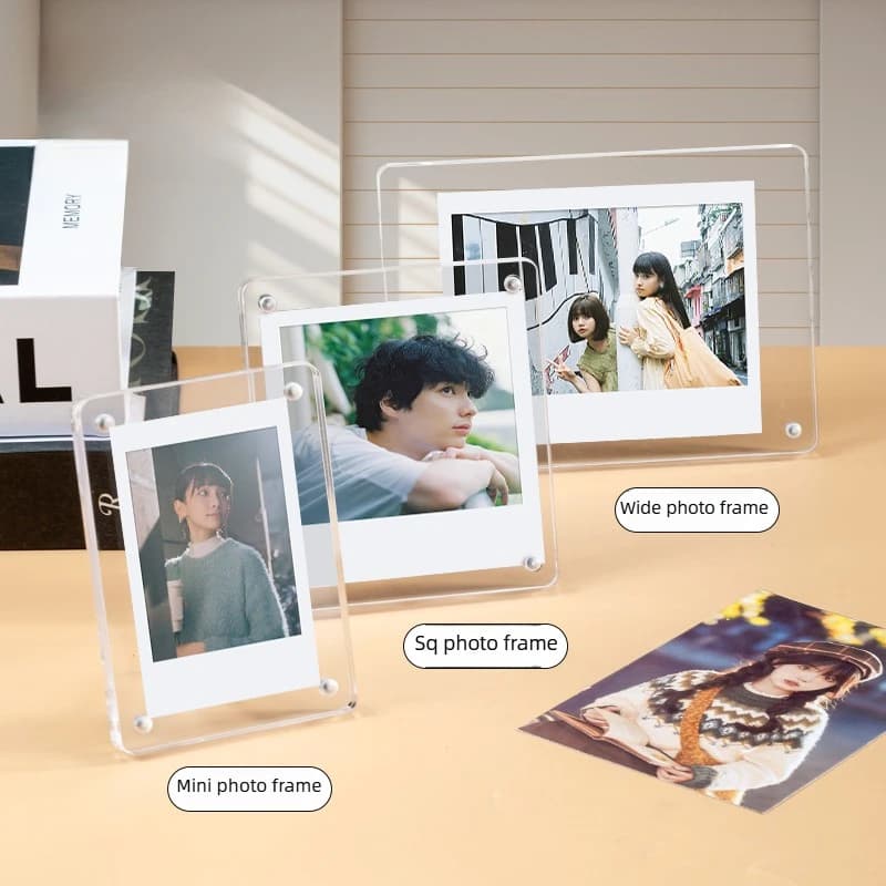 Ultra Clear Mini Acrylic Photo Frame Stand for Polaroid Instax Mini 3 Inch Pictures, Premium Desktop Display Holder for Cards