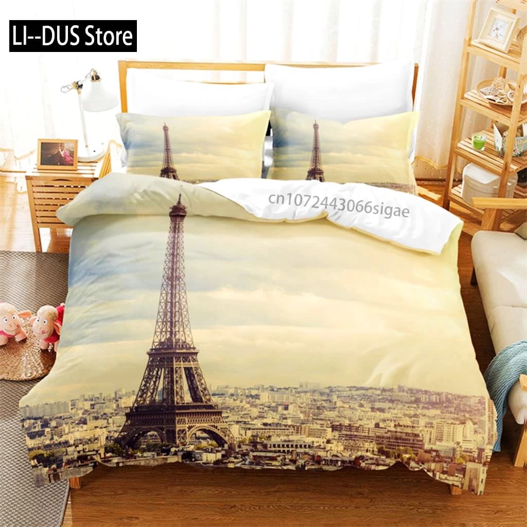 Bed linen set Love Paris Set duvet Bed linen 3D Print Digital Bed linen Set queen size bed linen Fashionable design