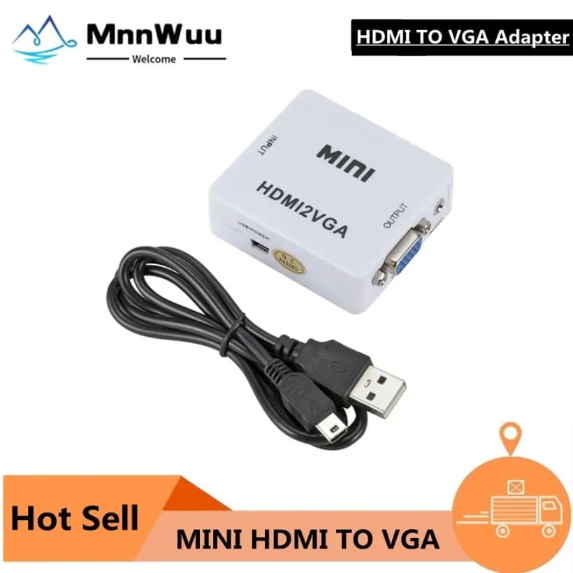 MnnWuu MINI HDMI compatibile con adattatore VGA convertitore HDMI2VGA analogico digitale HD 1080p HDMI a VGA per PC Laptop Tablet Displayer