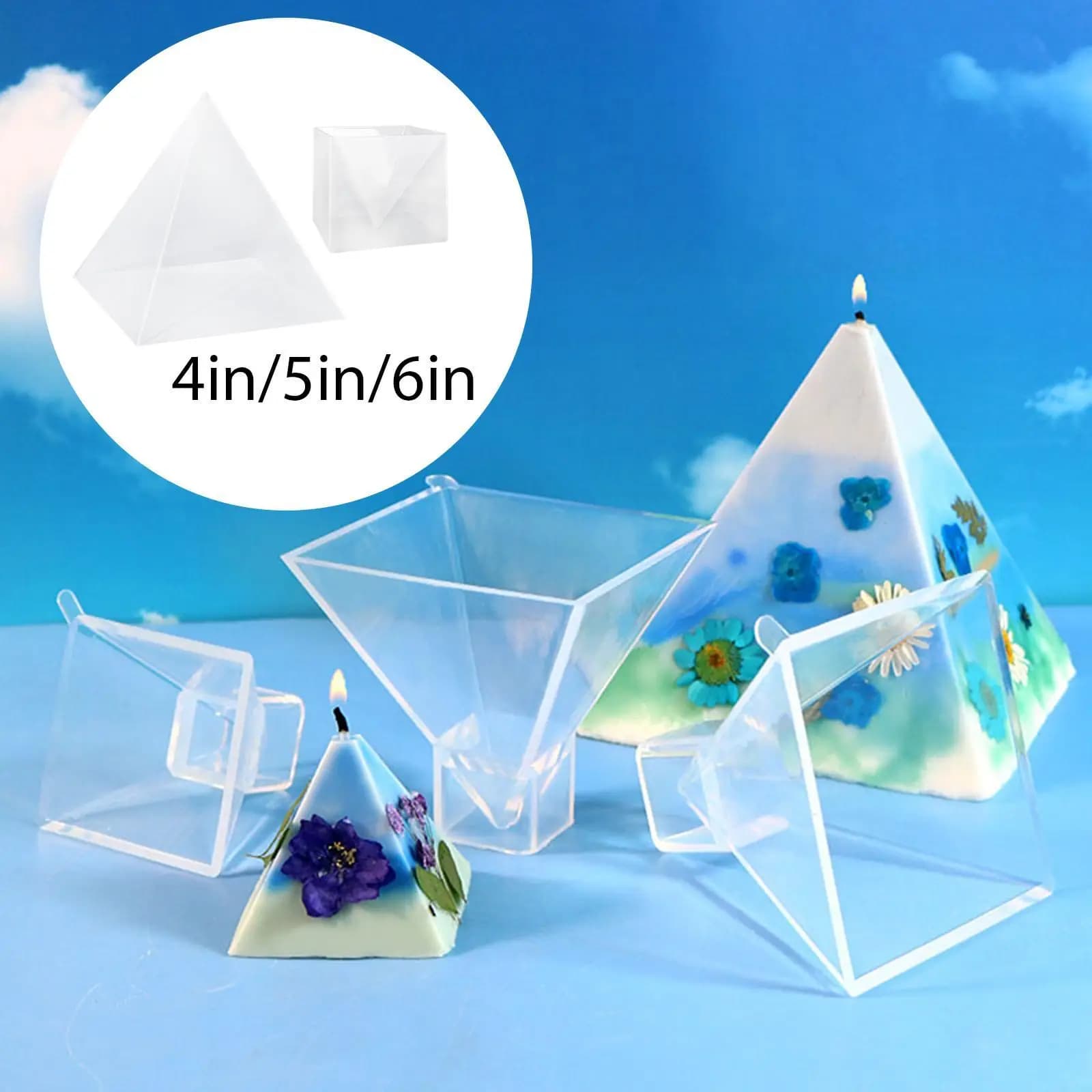 Piramide Stampo in Silicone Strumento Regalo Decorazione della Casa, Colata in Resina Trasparente Fai da Te Epossidica con Cornice per Realizzazione di Candele, Arte in Resina, Ornamento