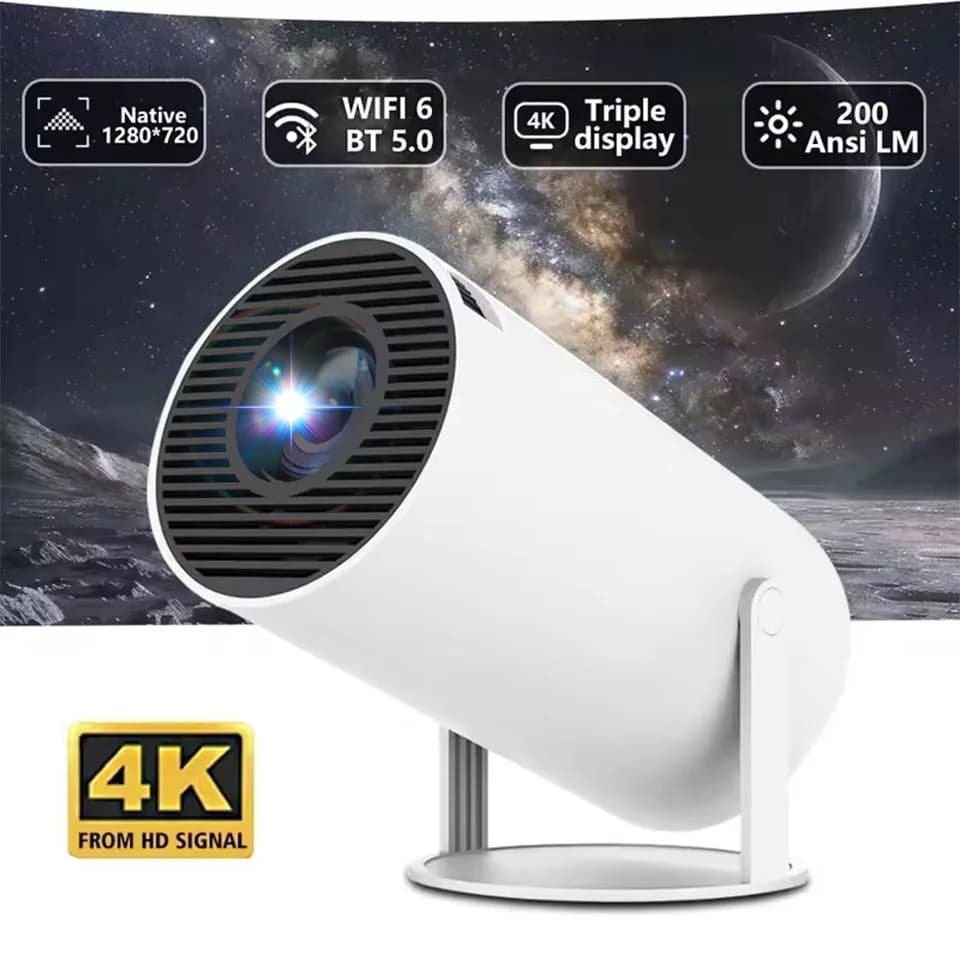 Nuovo Proiettore Portatile Domestico 4K Wifi 1080P 1280*720P HD per Home Cinema e Uso Esterno, Mini Proiettore LED per Film HY300Pro