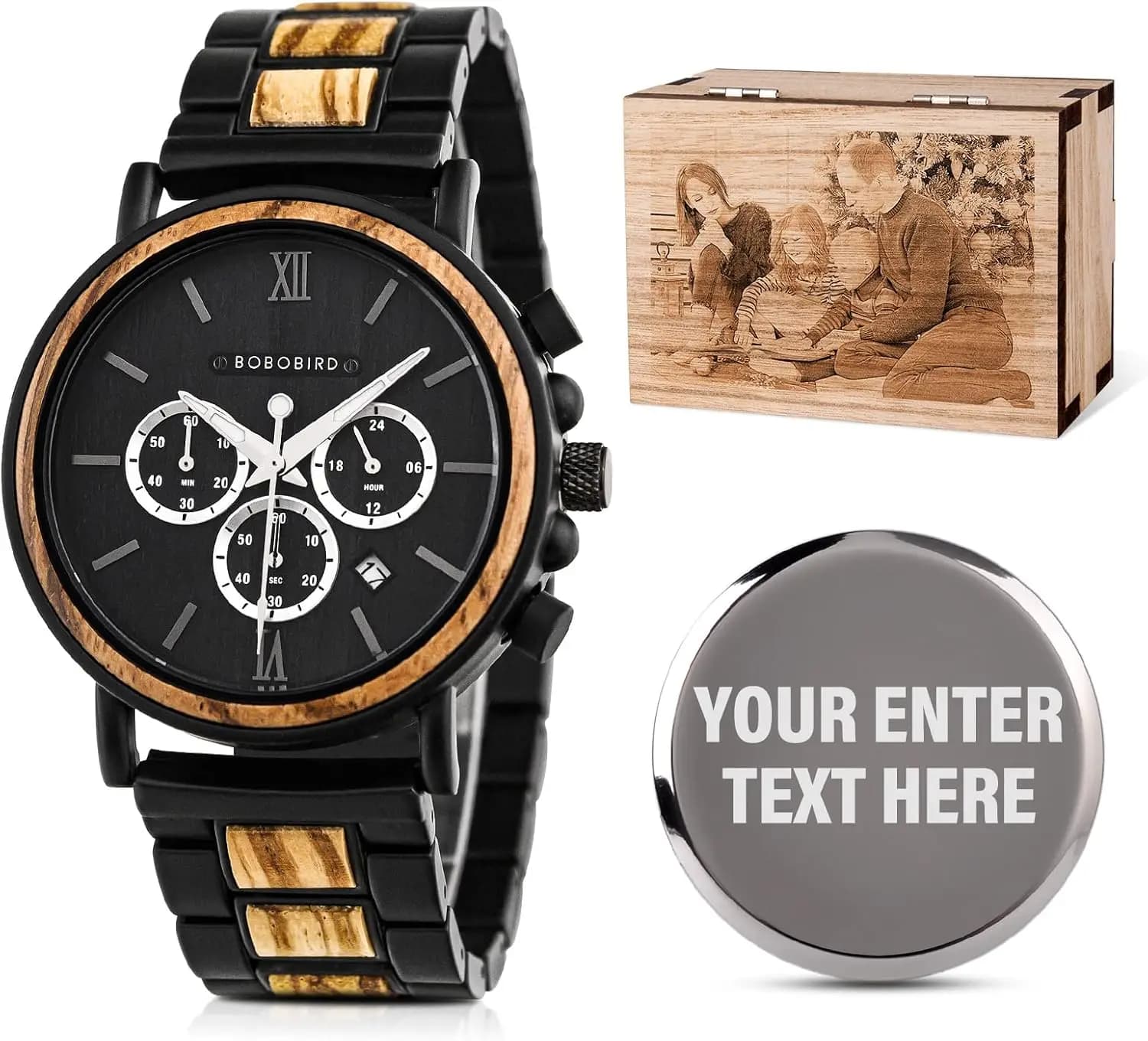Orologio in Legno Personalizzato per Uomo - Regalo Personalizzato per Anniversario e Compleanno
