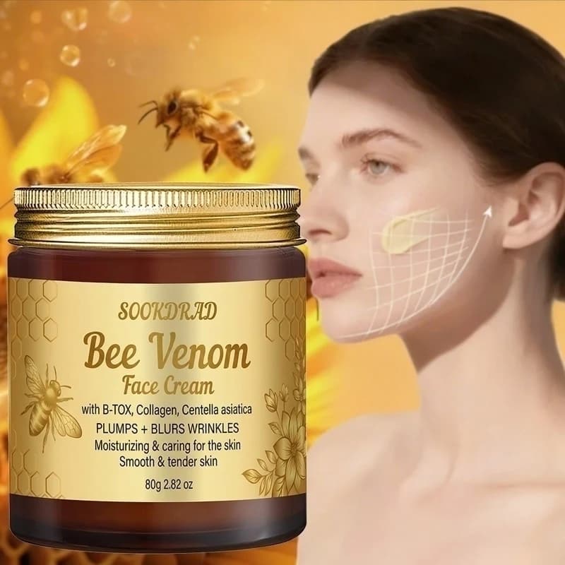 Crema Viso al Veleno d'Api con Collagene, B-TOX, Centella, Idratante, Unisex, 80g, Per Tutti i Tipi di Pelle, Cura Quotidiana