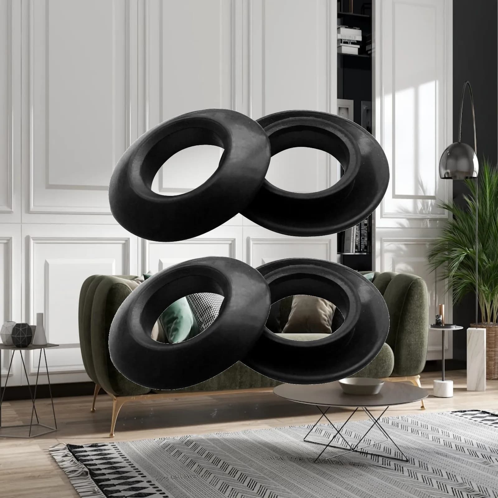 Paddle Drip Rings Black Rubber Construction Universal Kayak Accessory for Preventing Water Seepage Functionality