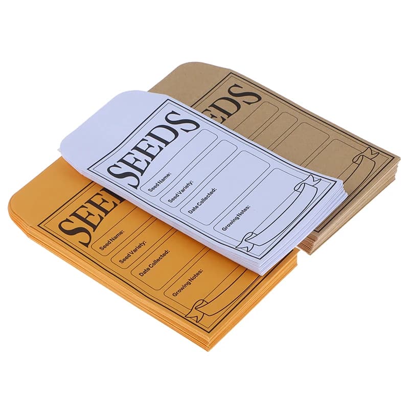 20Pcs Kraft Paper Seed Envelopes Resealable Self Adhesive Packet Seed Saving For Collection Vegetable Flower Seed Storage Bags