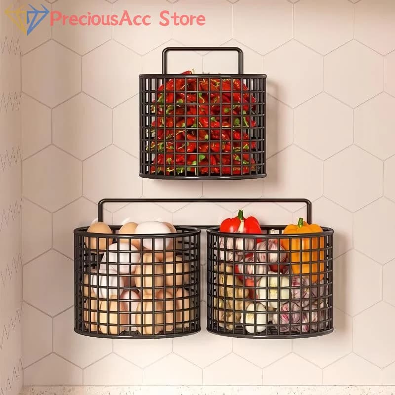1/2/3 Griglia Mensola da cucina a parete Organizzatore Aglio Zenzero Appeso Supporto per cestino in filo metallico Rack per dispensa
