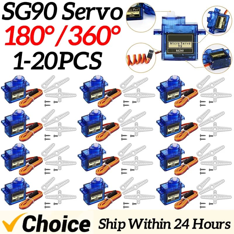 Micro servomotore SG90 9G 180/360 gradi per mini auto ad ala fissa Micro Gear RC Robot elicottero aereo