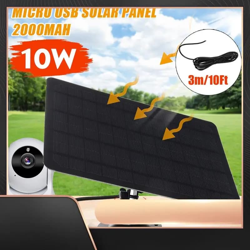 Pannelli solari da 10 W 5 V Micro-USB portatile Power Bank 360 ° Alimentatore per telecamera di sicurezza regolabile