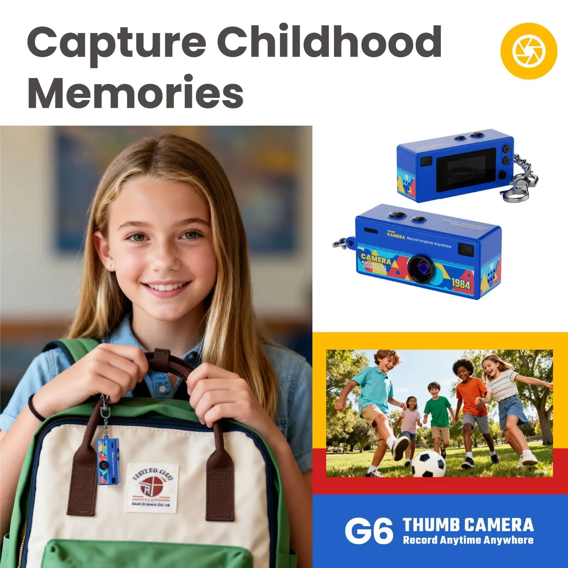 Camera Digital camera with 0.66 Inch Screen, Camera Keyring Retro, Memory Card Support, 1080P Ultra Compact Camera with Flash
