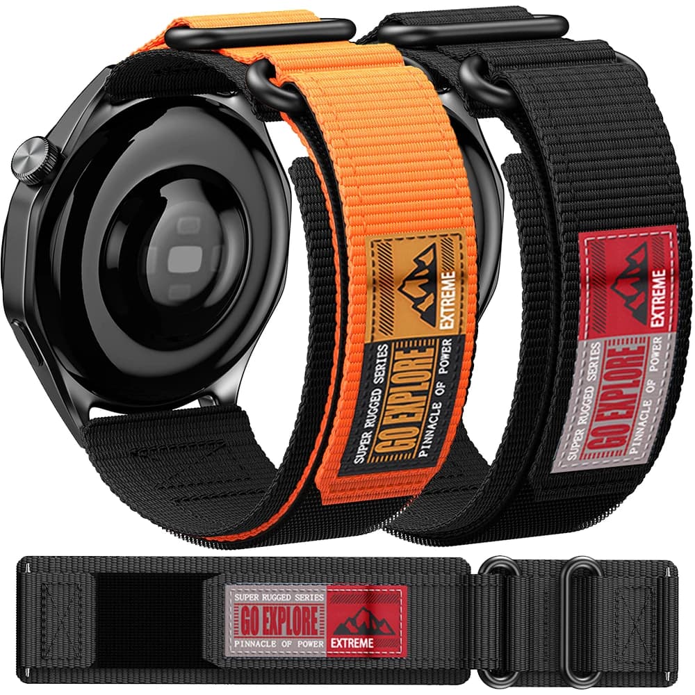 Cinturino per orologio in nylon da 22 mm per Garmin Vivoactive 4/Venu 2/Forerunner 255, cinturino con fibbia in velcro per Huawei Watch GT 2 3 4 5 46 mm