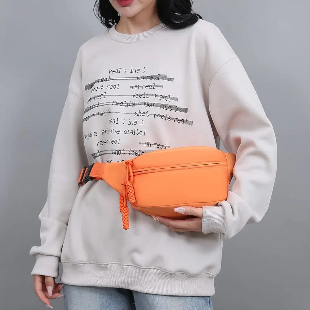 Oxford Cloth Women's Chest Bag Multi Pocket Adjustable Strap Crossbody Bag Zipper Closure Quick Release Buckle Running Belt Bags