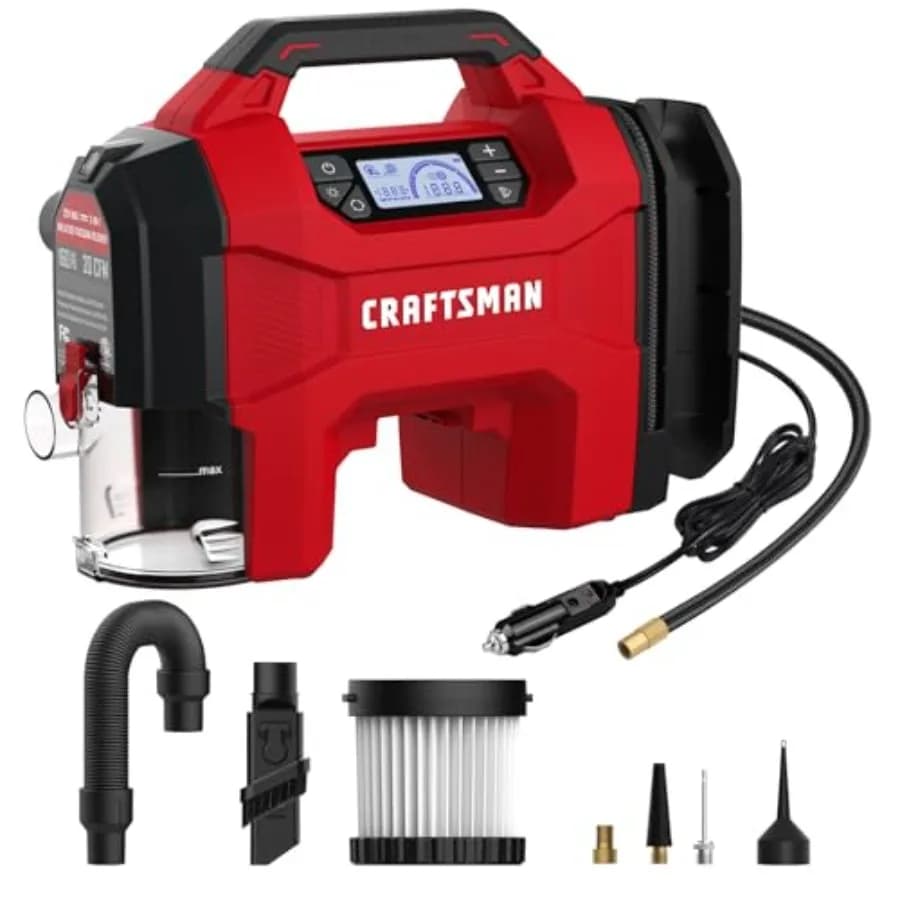Compressore d'Aria Portatile 3-IN-1 con Luce LED 160 PSI per Auto, Camper, Camion, 12V DC con Cavo e 20V DC Senza Cavo
