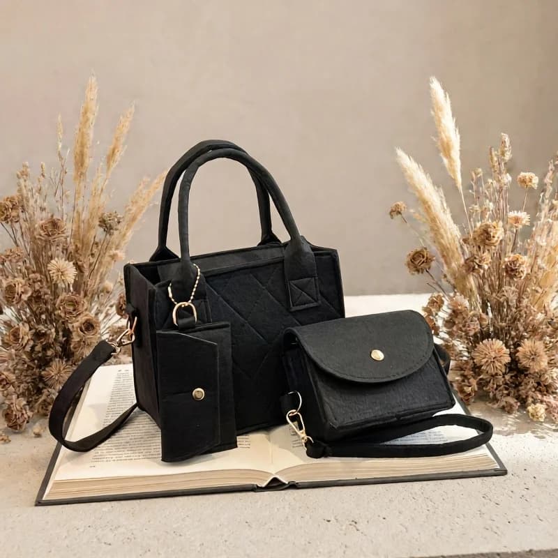 Set di 3 Mini Borse Trapuntate, Borsa da Donna con Portacarte e Cinturino da Polso, Borsa a Tracolla Versatile