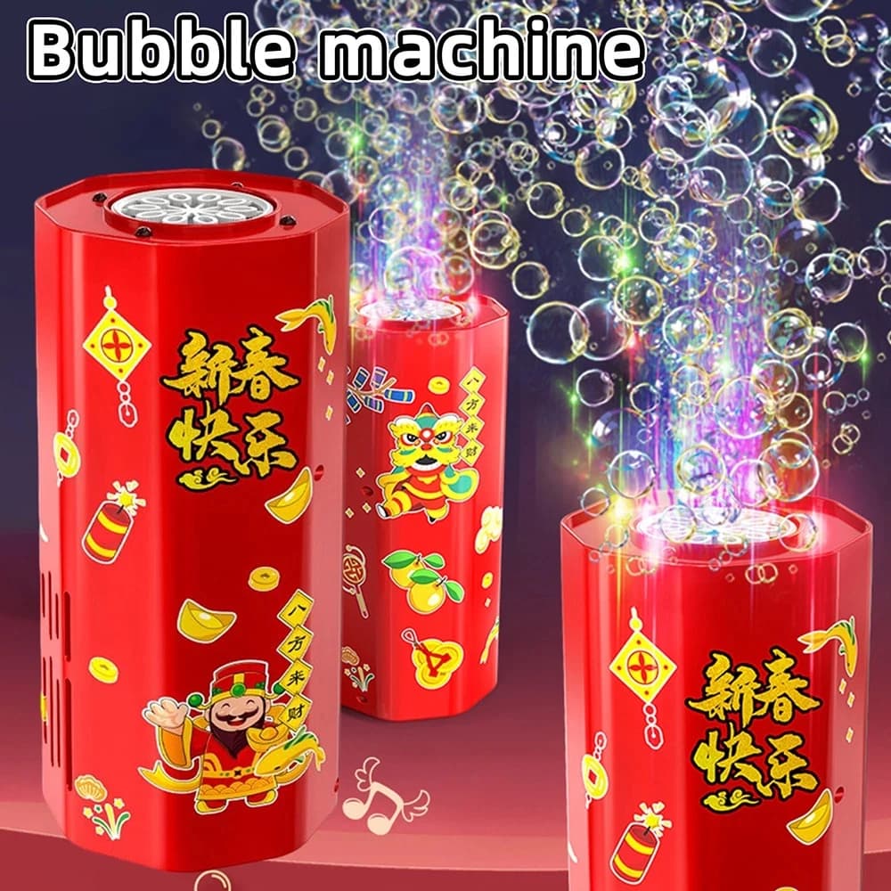 2024 Capodanno cinese Imitazione Fuochi d'artificio Macchina per soffiare bolle Bolle elettriche con luce musicale Regalo per la festa nuziale