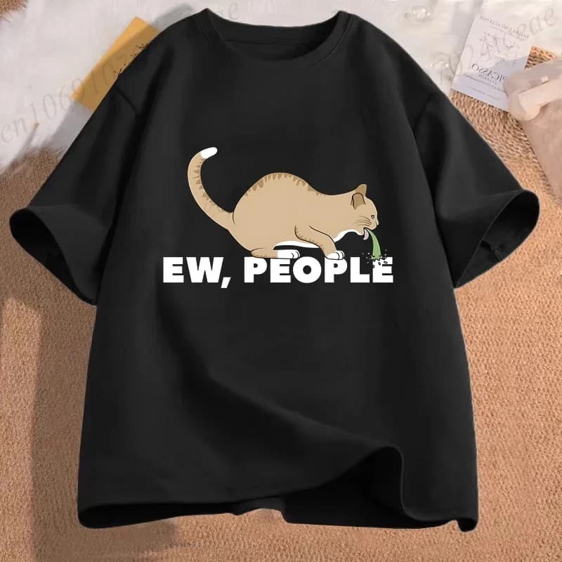 T-shirt moda casual per uomo donna Ew People divertente vomito gatto stampa magliette girocollo maglietta allentata moda tee vestiti