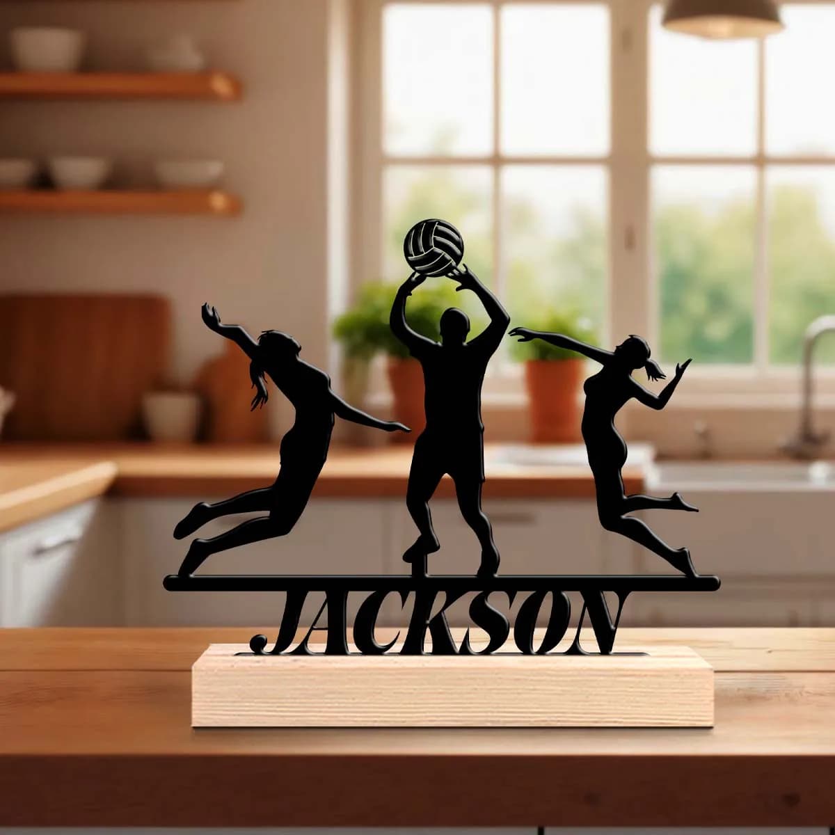 1pc Customized Wrought Iron Desktop Ornaments Customizable Name Equipped with A Wooden Base Art Decoration, Desktop Decoration
