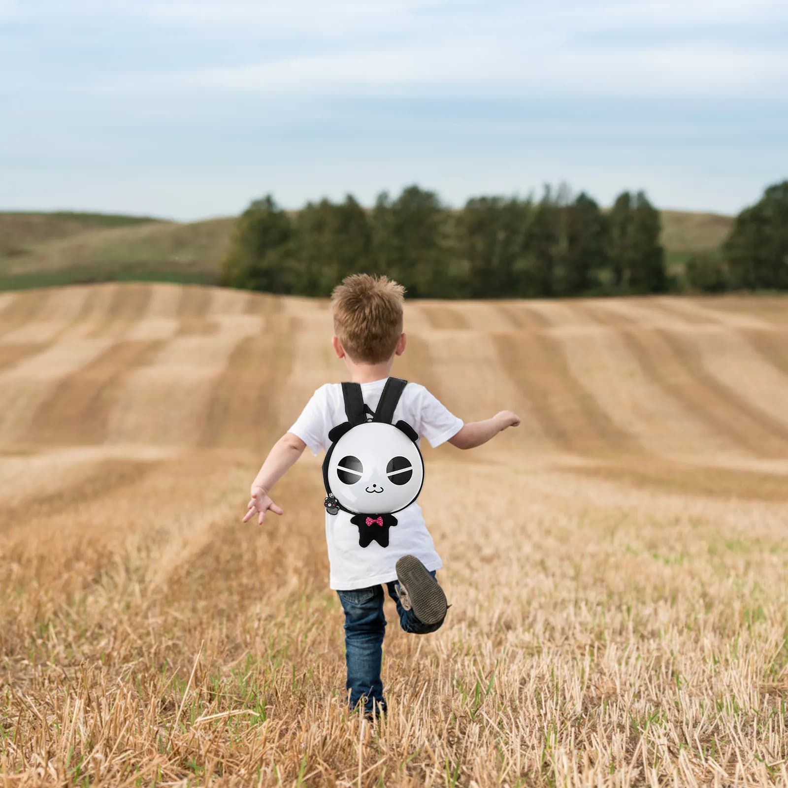 Zaino Antifurto per Bambini con Design a Panda, Tracolla Regolabile e Corda di Sicurezza per Asilo e Scuola