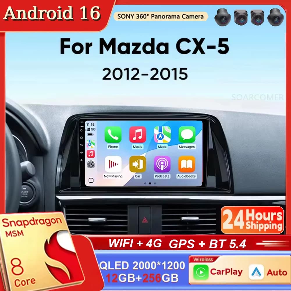 Android 15 Carplay Auto Per Mazda CX5 CX-5 2012 2013 2014 2015 Autoradio Multimedia Video Player di Navigazione GPS No 2Din 2 Din
