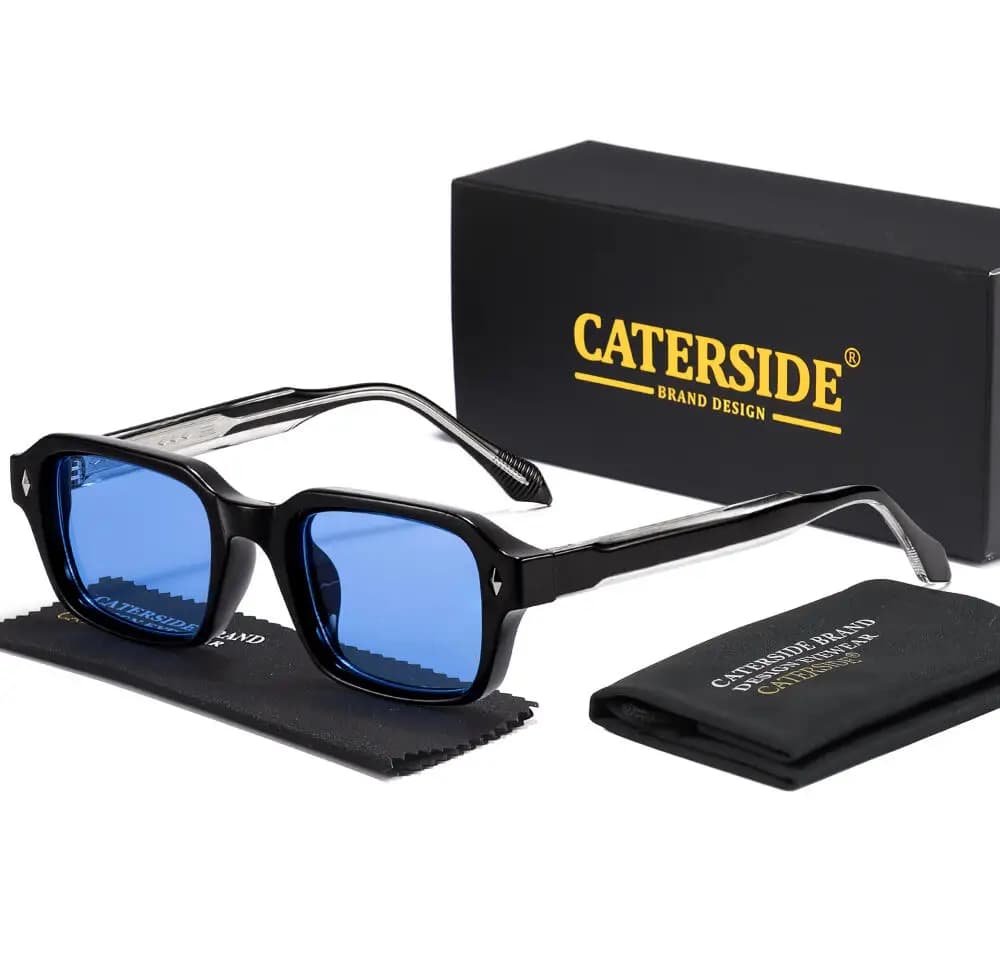 CATERSIDE Women Square Frame Sunglasses Retro Punk Personalized Design Sun Glasses Men Travel Business Festival Gift Eyewear