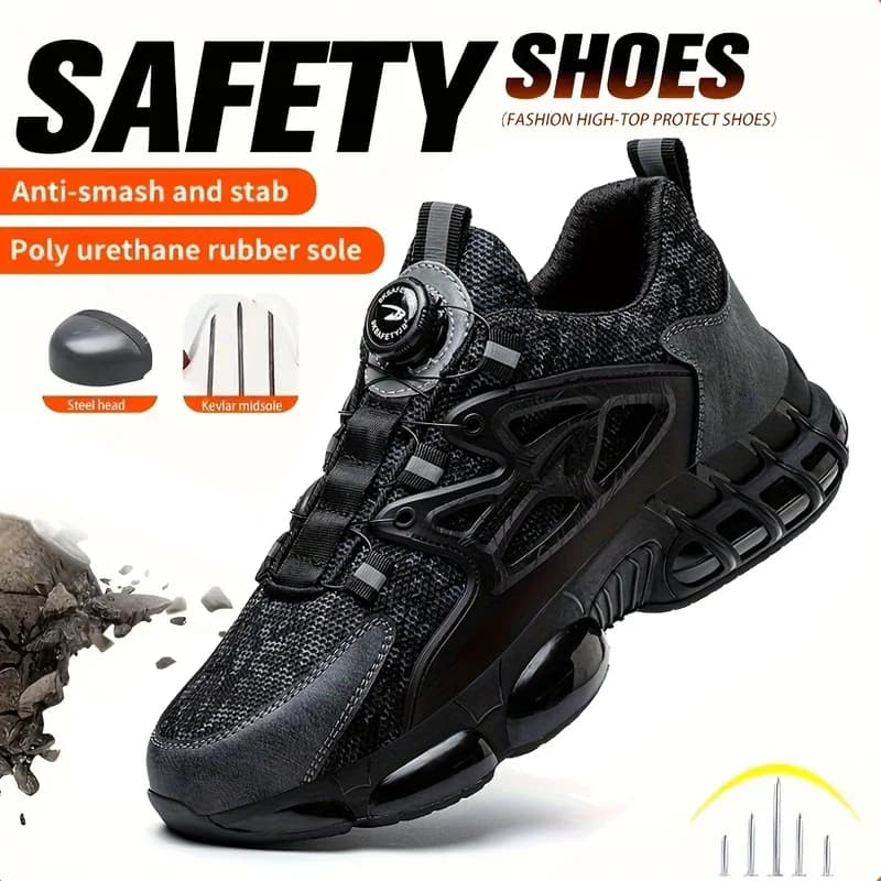 Scarpe da lavoro a prova di pugnalata con bottoni elastici e lacci