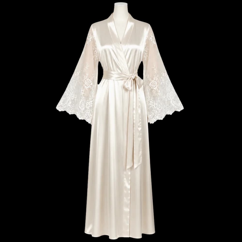 Nightwear Long Sleeve Satin Night Robe Plus Size V Neck Silk Satin Nightdress Sleepwear Comfortable Lady Pajamas Sleeping Gown