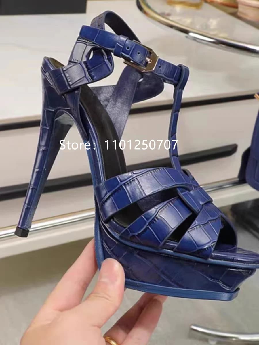 Sandali da donna stile lusso Piattaforma estiva Tacchi alti da donna 14CM Punta aperta Tacchi a spillo Scarpe da sera Marca