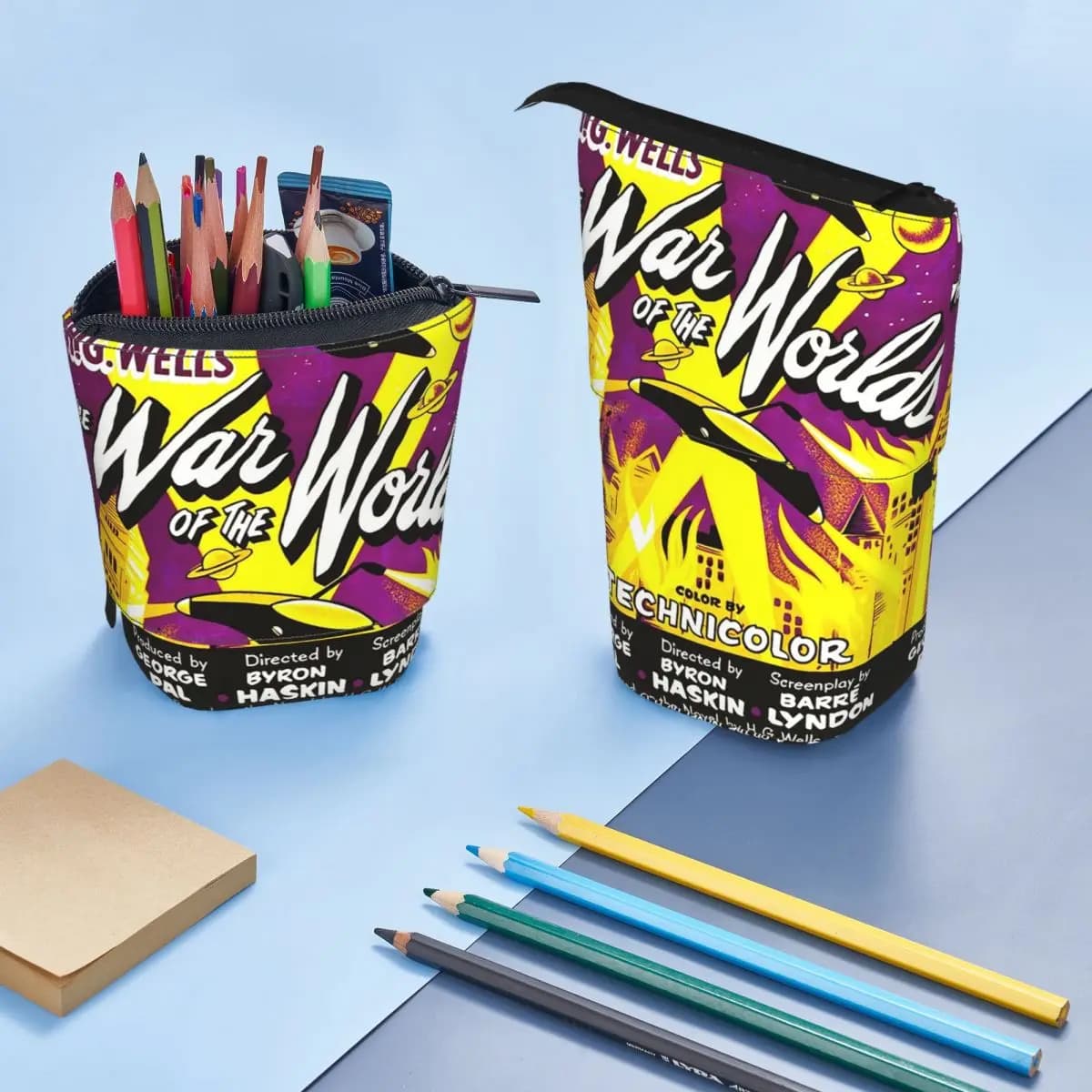 Astuccio reversibile War Of The Worlds per studenti, regali, scatola per penne, borsa per matite, articoli di cancelleria, borsa porta penne