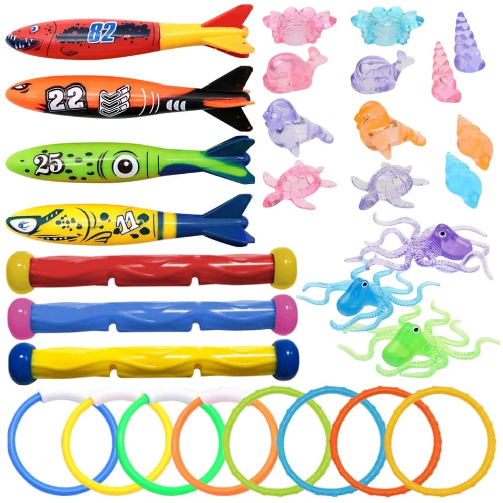 Children's Dive Toys Set for Diving Pool Animated Toys Throwing Toys Set for Water Sports Pool Accessories
