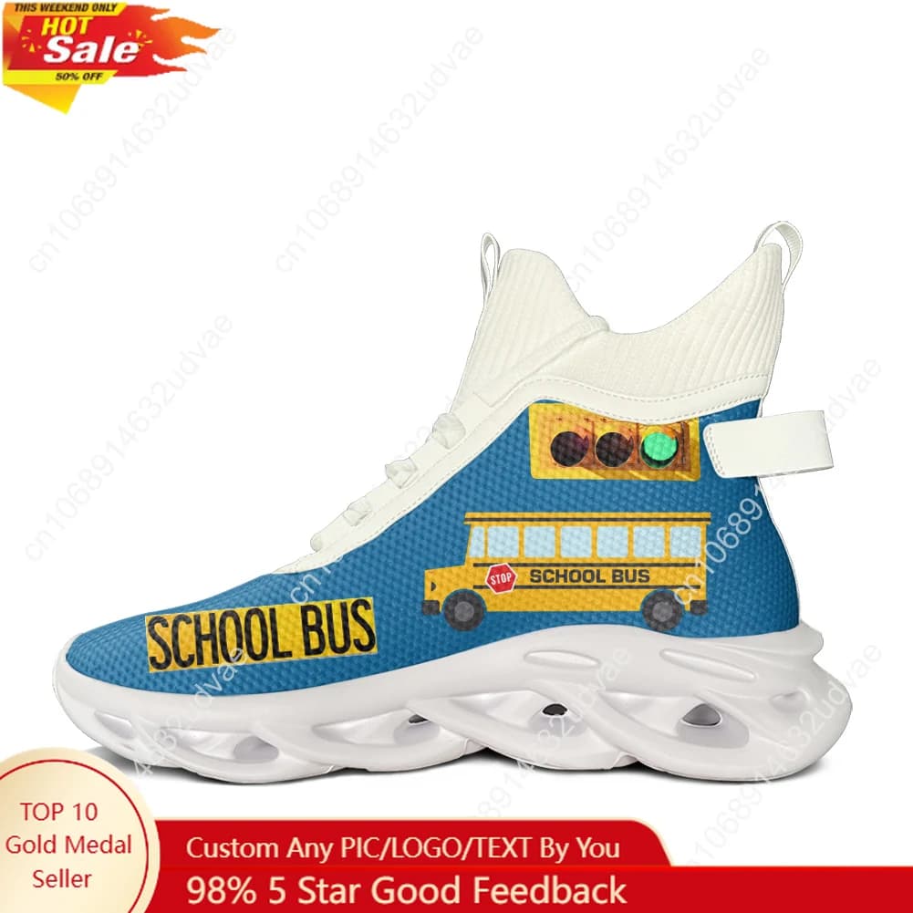 Scarpe da ginnastica alte alte stampate per autobus scolastico giallo Scarpe da ginnastica da trekking per uomo e donna Scarpe da alpinismo da viaggio Scarpe da corsa