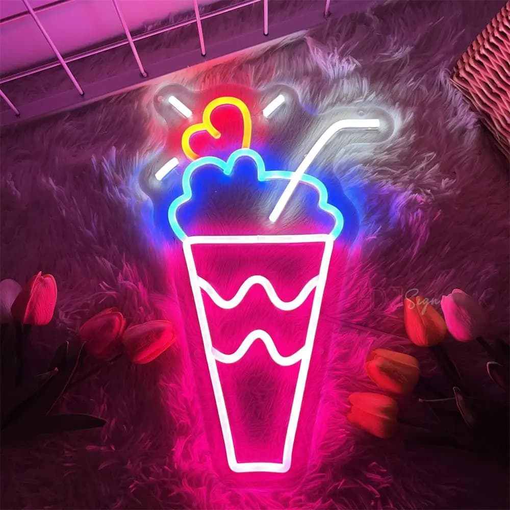 Mikeshake Led Neon Sign Lights Cafe Bar Drink Shop Room Decoration Wall Hanging Neon LED Sign per Restaurnt Store Light Up Sign