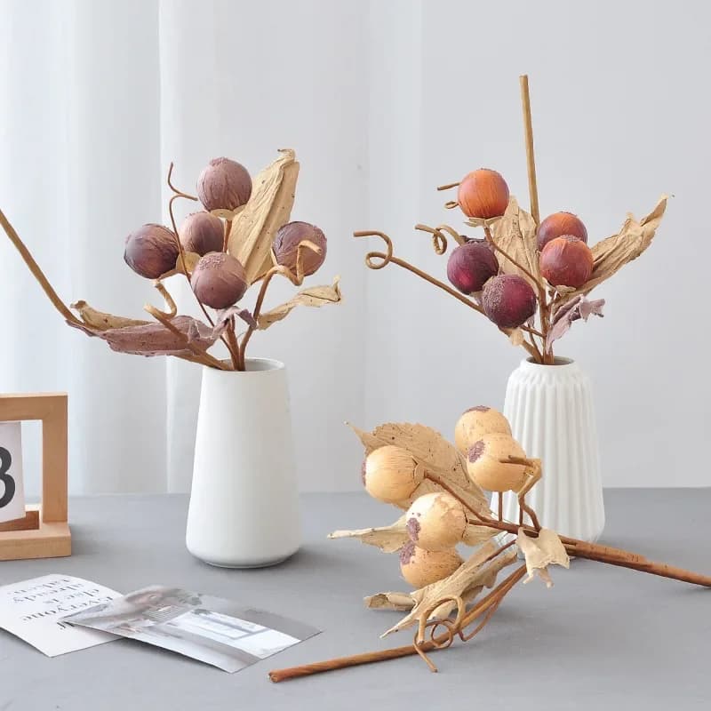 37 CM Artificiale Secco Siraitia Grosvenorii Stile Americano Casa Retro Decorazione Autunno Frutta Ramo Corto Ramo Rural Homestay Bouquet