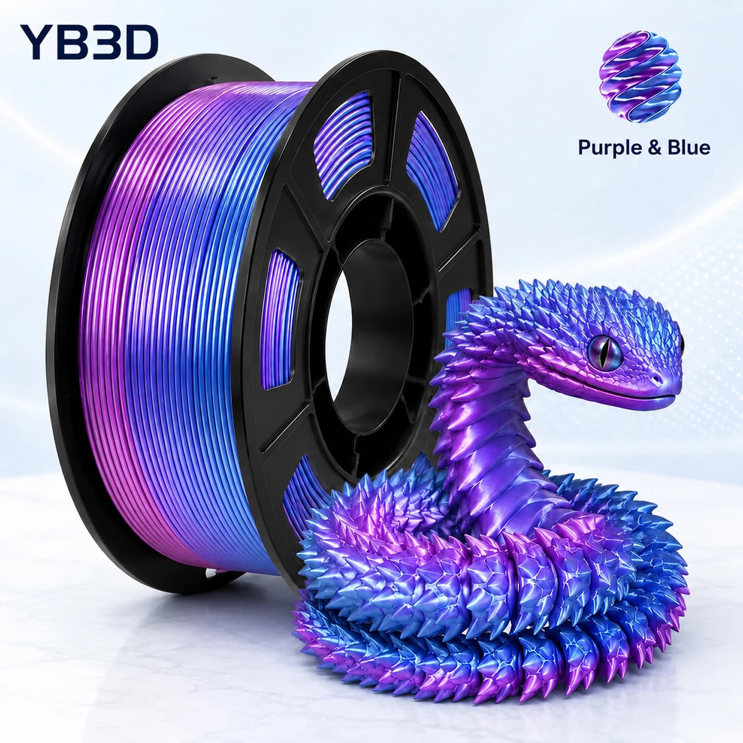 Silk PLA 3D Printer Filament 1.75mm Multicolor Color Purple Blue Strong Toughness Printing Filament for FDM 3D Printer 200g
