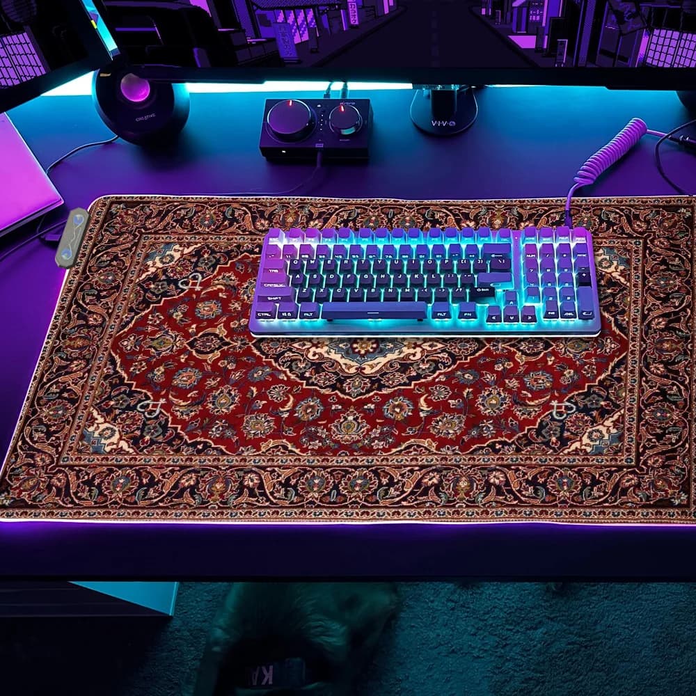 Persian Art pattern Mouse Pad Gaming MousePad LED Table Pads RGB Desk Mats Micro USB Backlit Rubber Desktop XXL