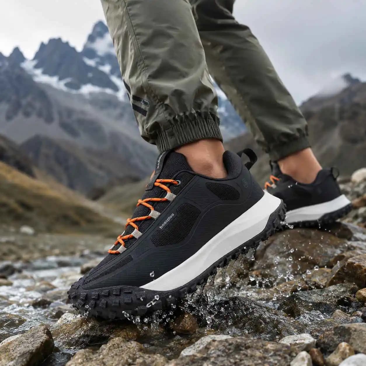 Baasploa Men's Expedition Sneakers Rugged Outdoor Trainers for Trekking Travel Camping Walking with Traction Outsole