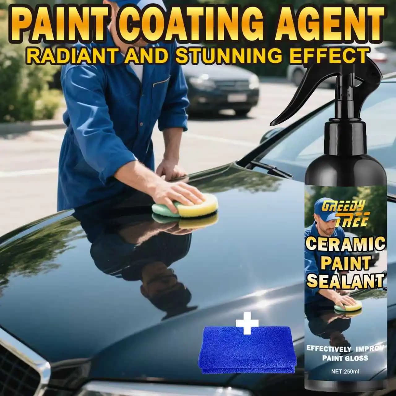 Spray per rivestimento per auto da 8,82 once, agente di rivestimento ad effetto rapido, cera per rivestimento per auto, spray per rivestimento in cera antigraffio per auto, detergente per vetri per emulsione di pellicola a olio
