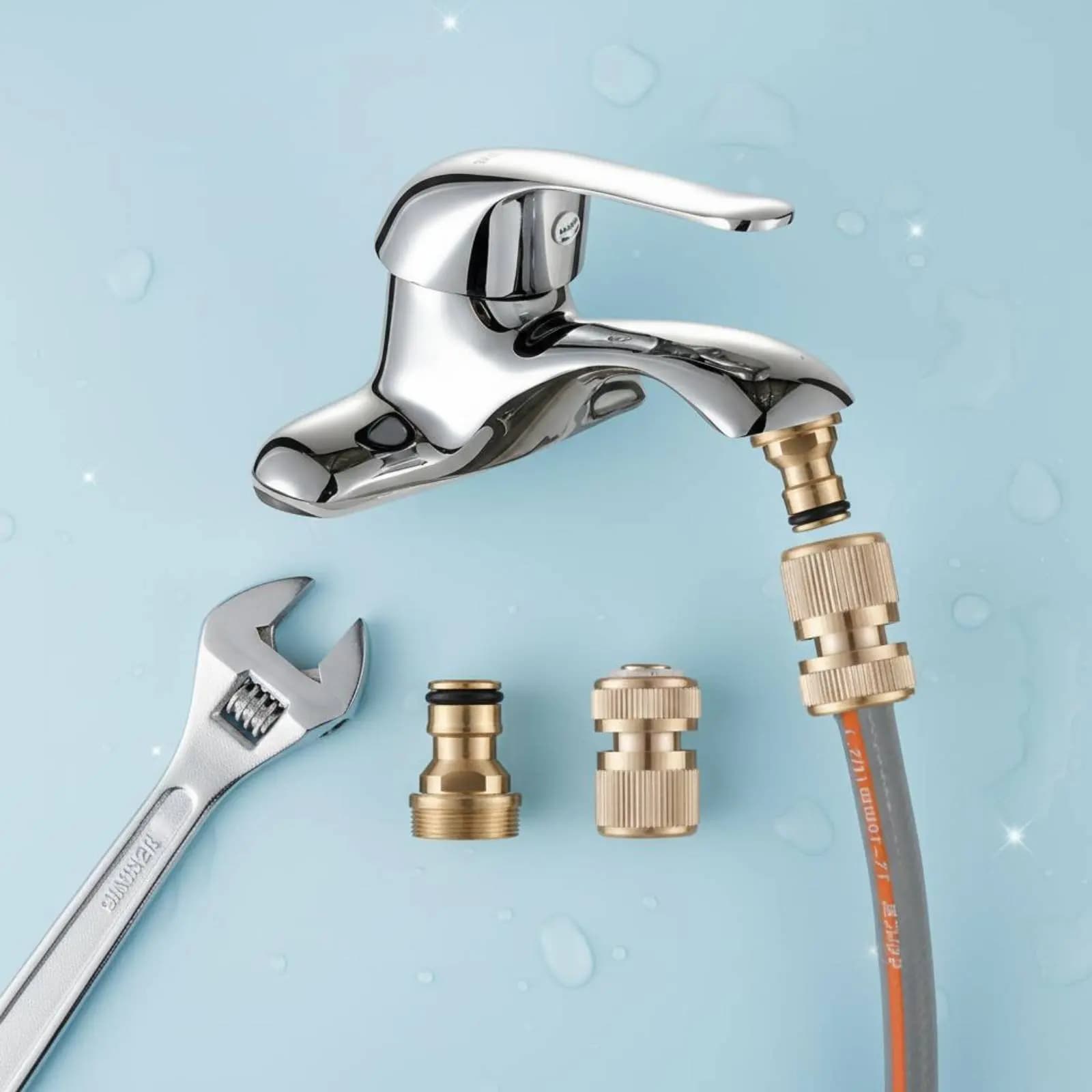 Connettore per Tubo Lavatrice Resistente, Set Adattatore per Tubo Lavatrice, Convertitore Filettato per Rubinetto, Costruzione in Ottone