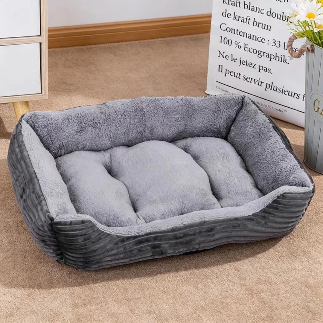 Cuccia Rettangolare Morbida in Peluche per Cani, Divano Antiscivolo Caldo per Gatti e Cani di Piccola Taglia, Cuscino a Nido in Corduroy