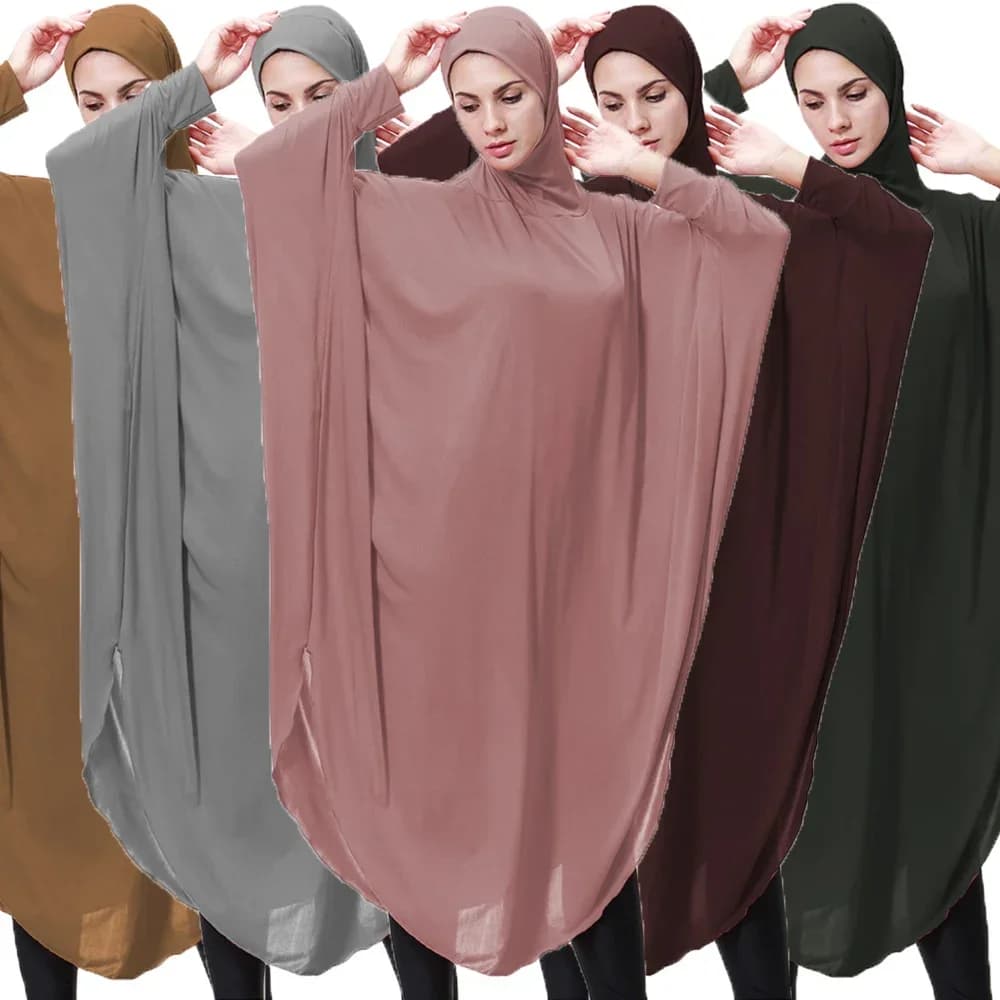 Ramadan Donne Musulmane Con Cappuccio Abito Hijab Indumento di Preghiera Lungo Khimar Robe Abaya Copertura Completa Eid Djellaba Abito Islamico Burka Niqab