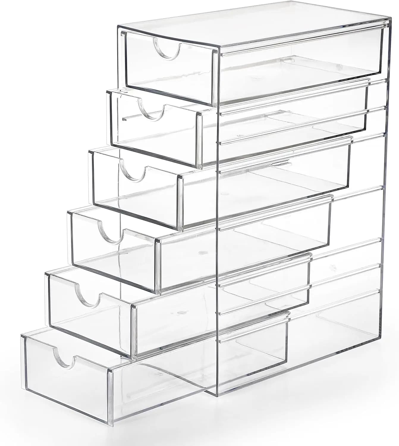 Plastic Drawer Organizer, Desktop Storage Box with 6 Pull‑Out Drawers