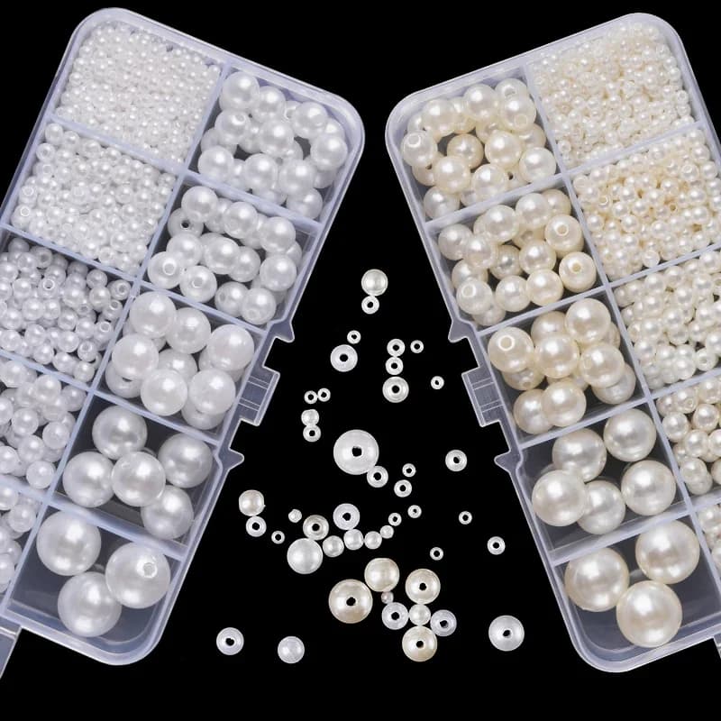 800 pieces of fake artificial pearls in resin set of round beads beads loose bracelet beads with jewelry hole handmade necklaces diy