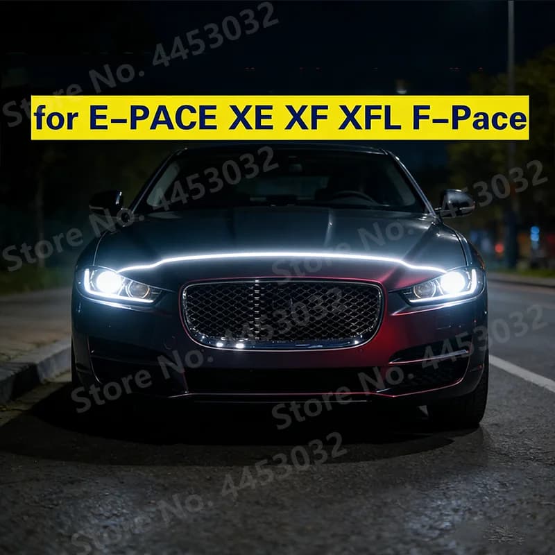 New DRL Car Hood Light For Jaguar E-PACE XE XF XFL F-Pace Scan Starting LED Strips Flexible Headlights Welcome Light