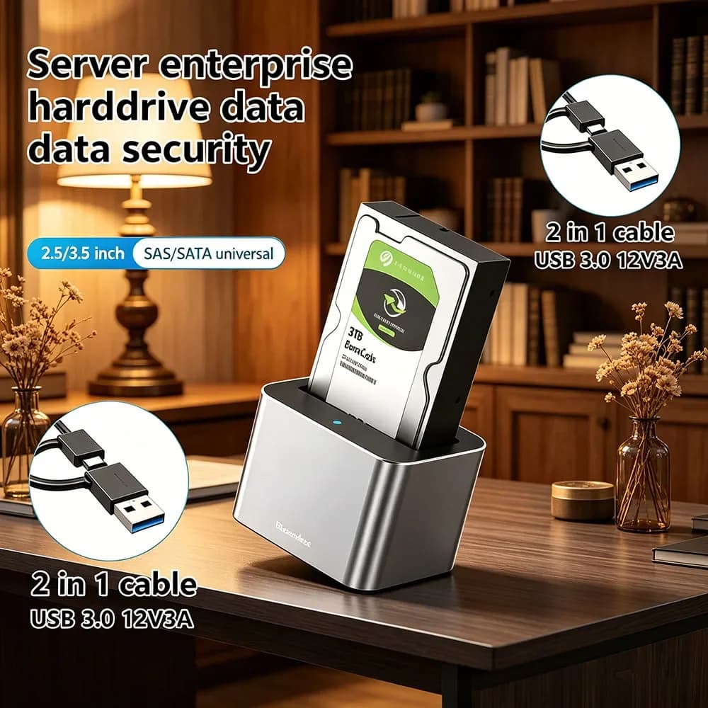 Box Esterno Elite USB 3.0 per HDD SAS SATA da 2.5 e 3.5 Pollici - Docking Station per Hard Disk
