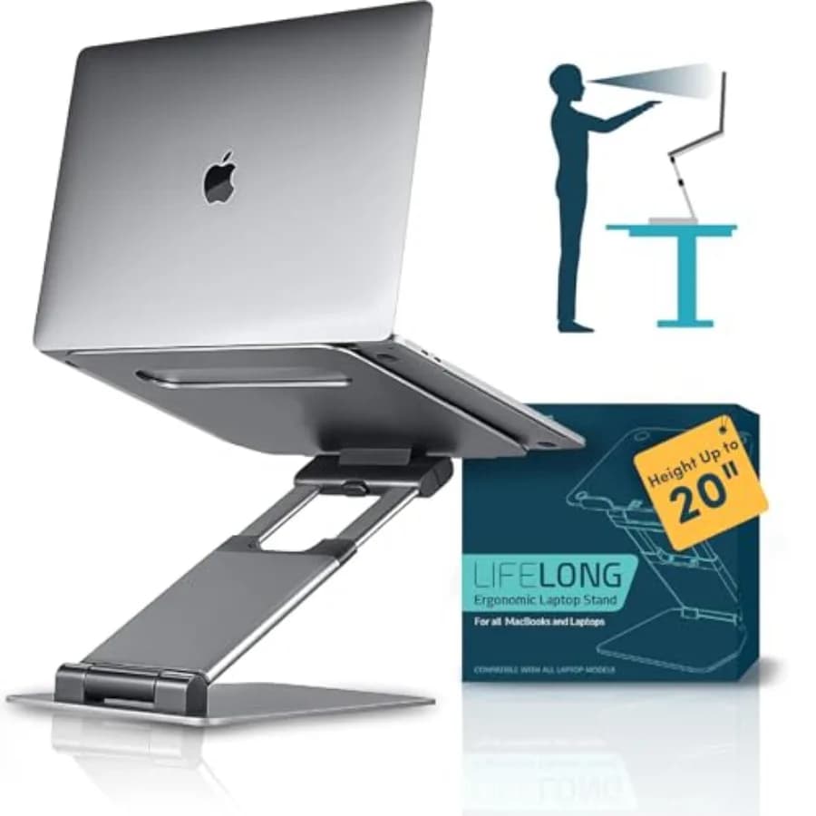 Supporto Ergonomico Regolabile per Laptop da Scrivania - Altezza Fino a 20 Pollici, Supporto Portatile per Computer Portatile, Compatibile con Tutti i MacBook Air e 10