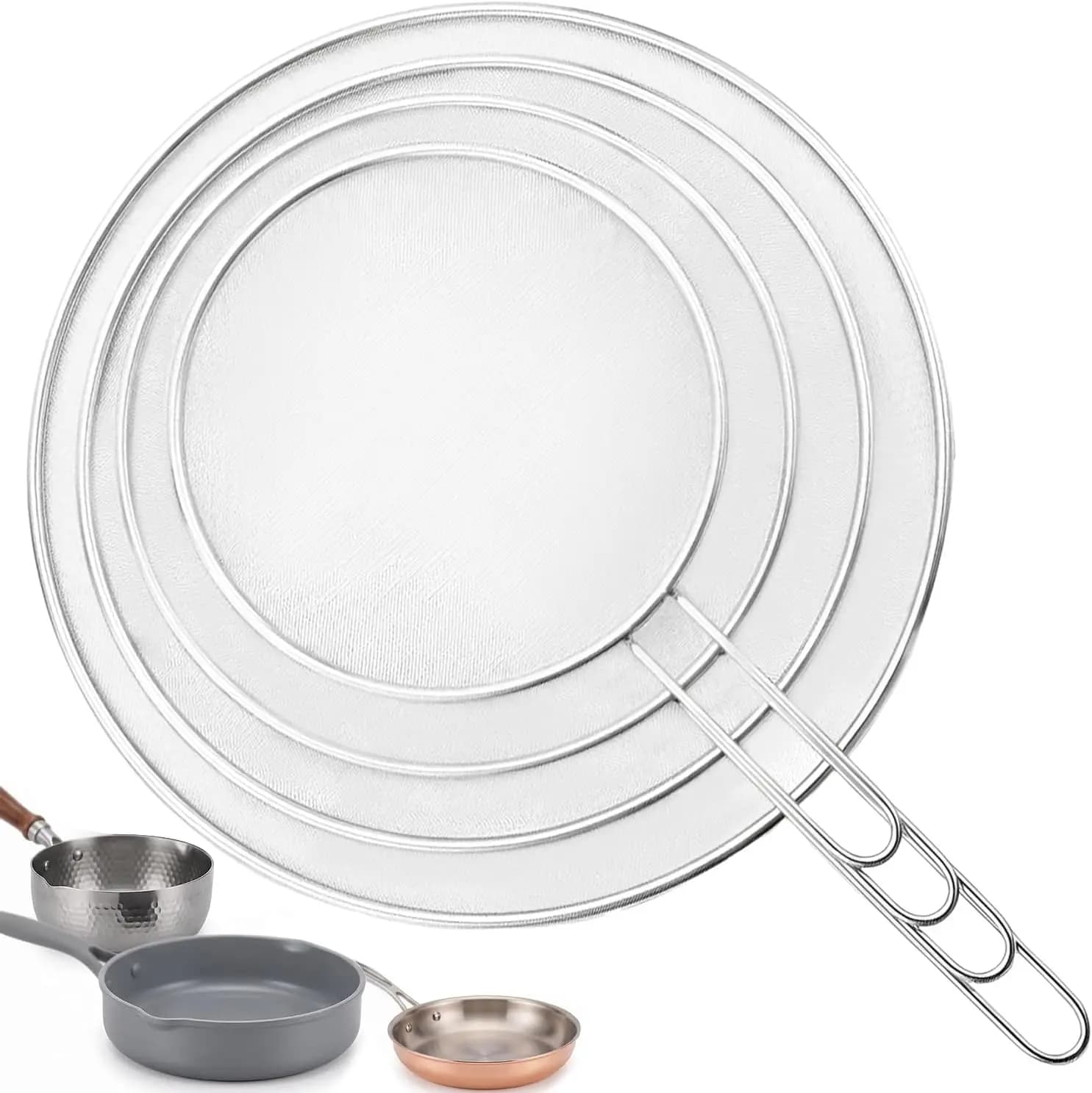 3/4Pcs Set Grease Splatter Screen for Cooking Stainless Steel Heat-Resistant Splatter Guards for Frying Pan Ultra Fine Mesh Lids
