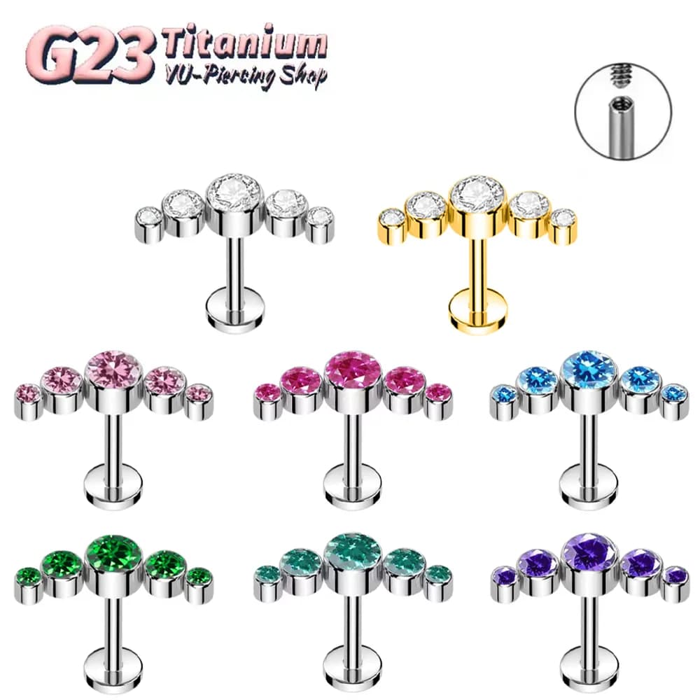 F136 Titanium Cz Fire Opal Ring for Lip Cluster Earrings Cartilago Elica Lobe Earrings Labret Punk classic Hair penetrating for the body
